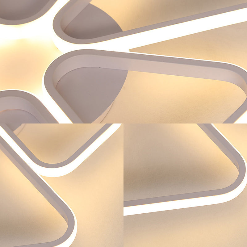 Floral Shape Acrylic LED Ceiling Light in Simple Brown/White for Child Room - Warm/White Lighting - Flush Mount