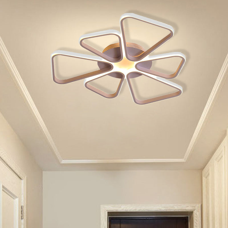 Floral Shape Acrylic LED Ceiling Light in Simple Brown/White for Child Room - Warm/White Lighting - Flush Mount