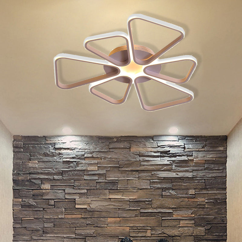 Floral Shape Acrylic LED Ceiling Light in Simple Brown/White for Child Room - Warm/White Lighting - Flush Mount