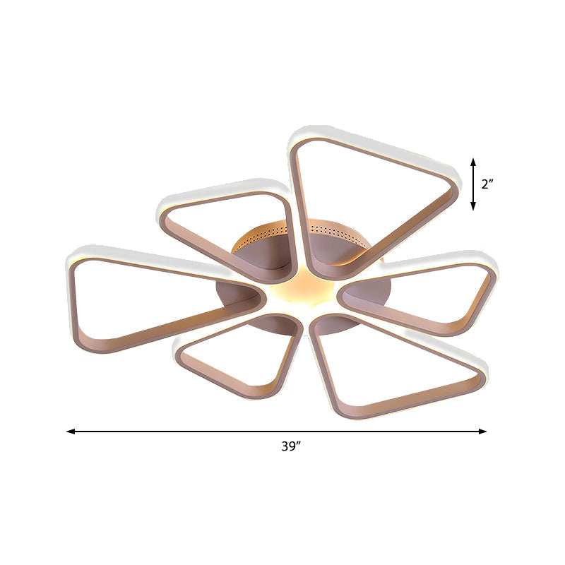 Floral Shape Acrylic LED Ceiling Light in Simple Brown/White for Child Room - Warm/White Lighting - Flush Mount