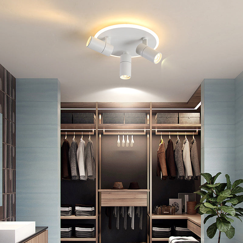 Rotatable 4-Head Metal Flush Mount Light – Warm/White LED for Hallway & Office