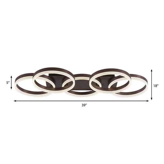 Modern Brown Acrylic Flush Mount Led Ceiling Light For Adult Bedroom & Shop