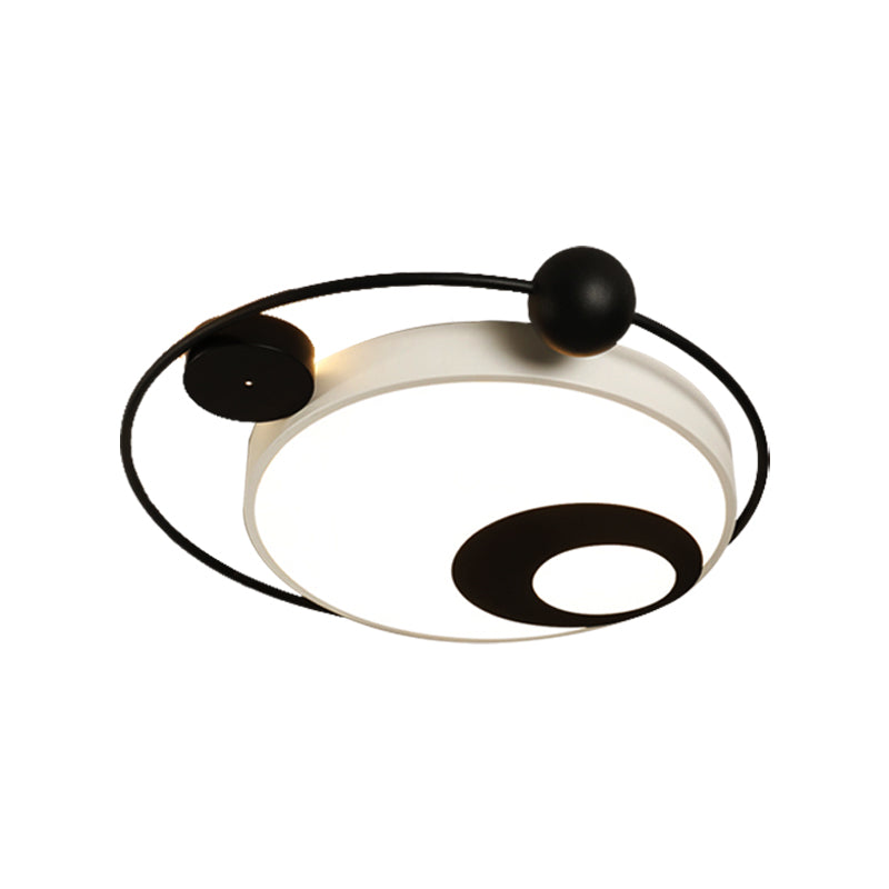 Modern Vintage Metal Flushmount LED Lighting in Warm Light with Diffuser - Square/Round, Black/White