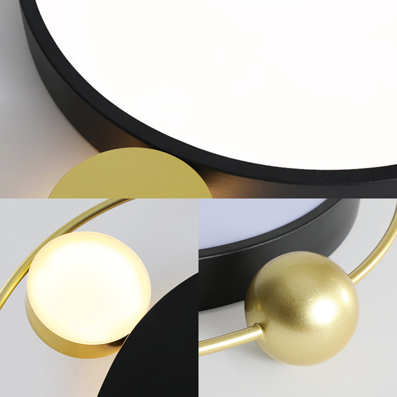 Modern Vintage Metal Flushmount LED Lighting in Warm Light with Diffuser - Square/Round, Black/White
