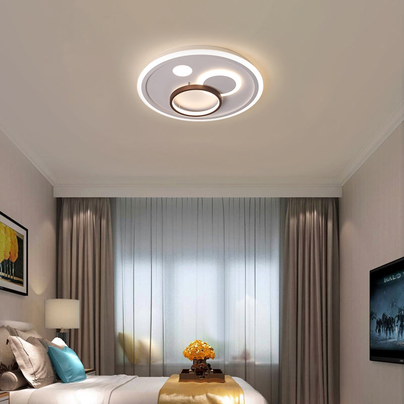 Nordic Style Round Ceiling Flush Lamp with Integrated LED, White and Diffuser - 16.5"/20.5"/24.5" Wide