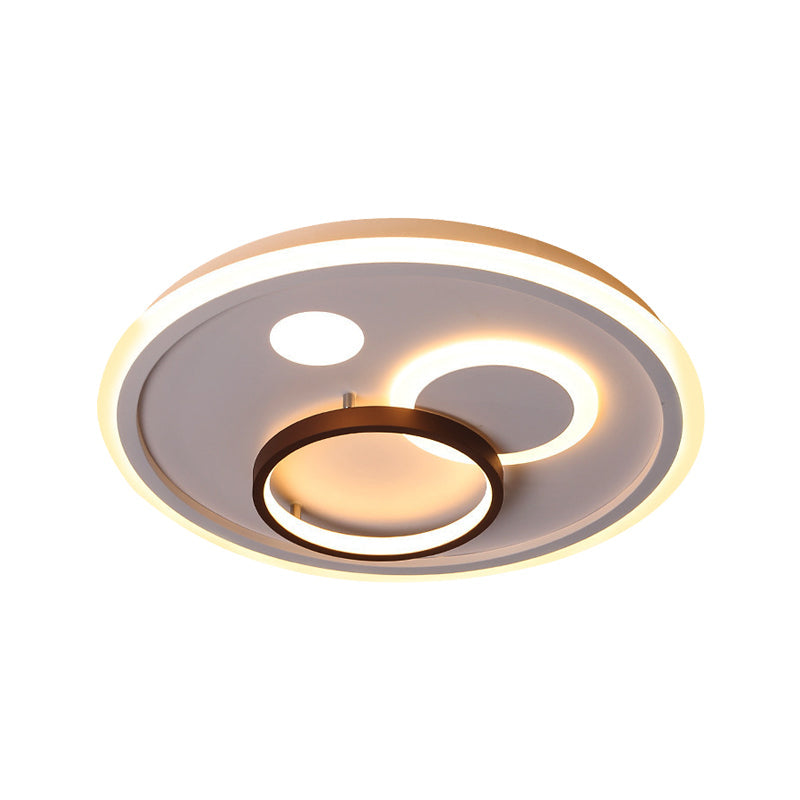 Nordic Style Round Ceiling Flush Lamp with Integrated LED, White and Diffuser - 16.5"/20.5"/24.5" Wide