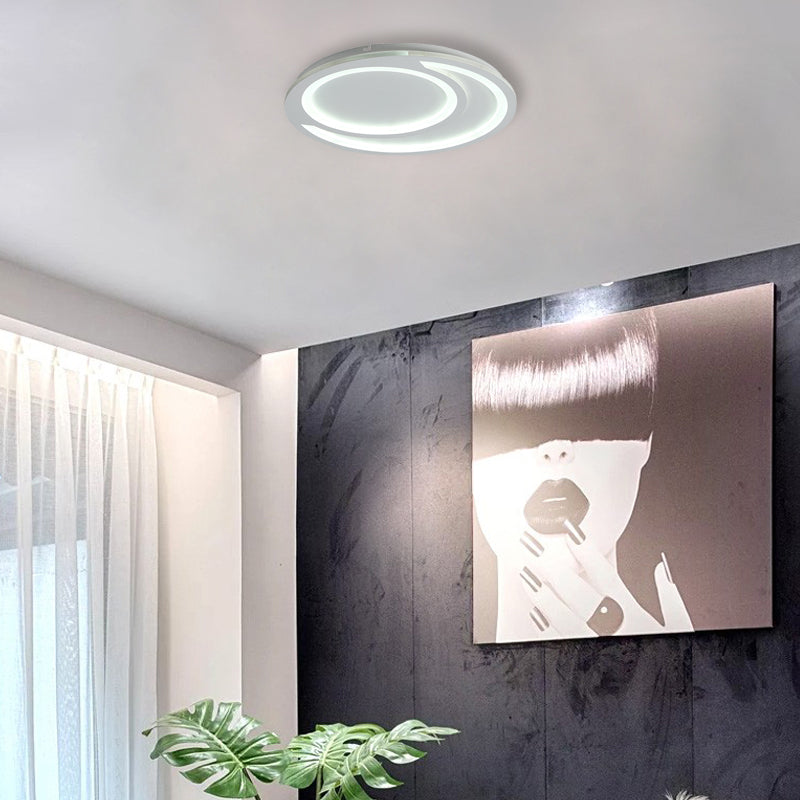 Modern White Ripple Flushmount LED Light, Simple Metal Design, 16"/19.5"/23.5" Wide
