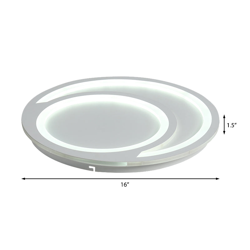 Modern White Ripple Flushmount LED Light, Simple Metal Design, 16"/19.5"/23.5" Wide