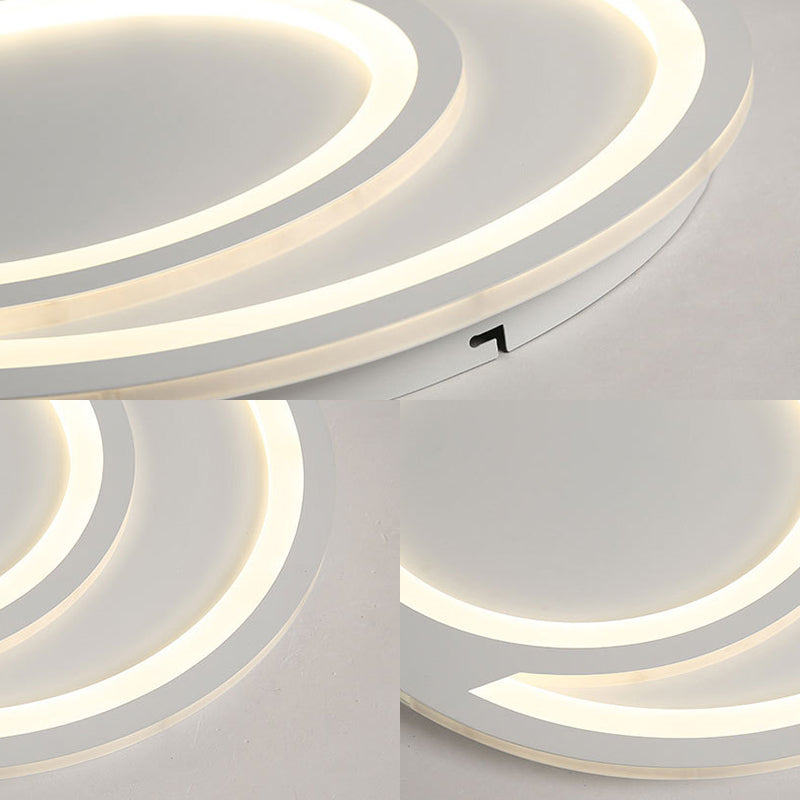 Modern White Ripple Flushmount LED Light, Simple Metal Design, 16"/19.5"/23.5" Wide