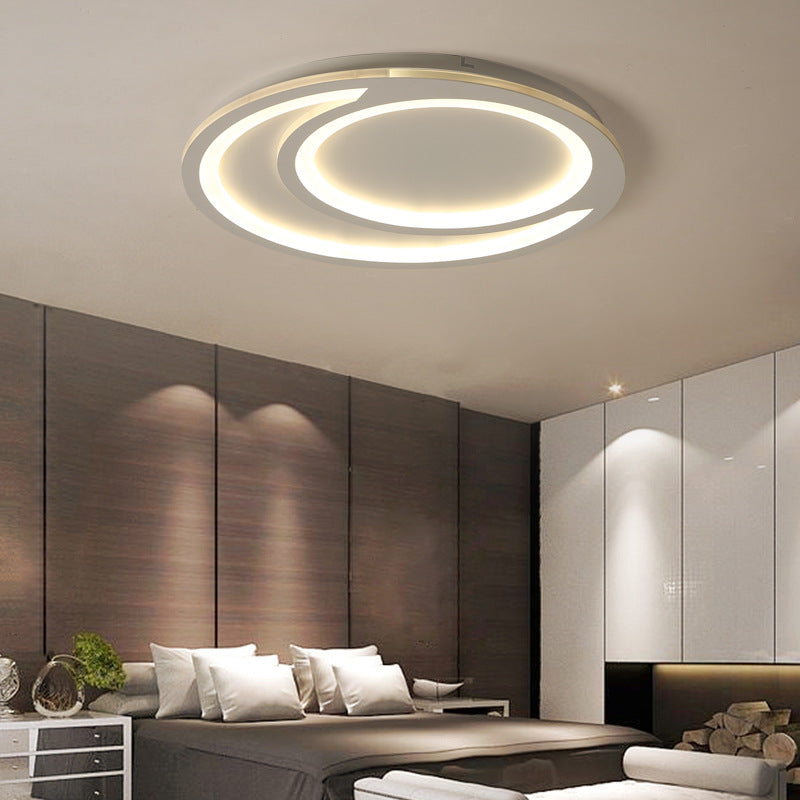 Modern White Ripple Flushmount LED Light, Simple Metal Design, 16"/19.5"/23.5" Wide