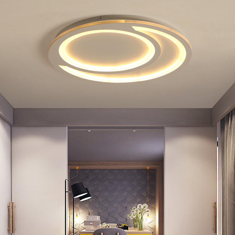 Modern White Ripple Flushmount LED Light, Simple Metal Design, 16"/19.5"/23.5" Wide