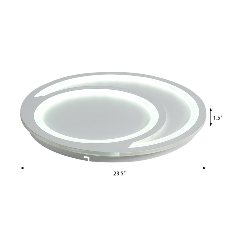 Modern White Ripple Flushmount LED Light, Simple Metal Design, 16"/19.5"/23.5" Wide