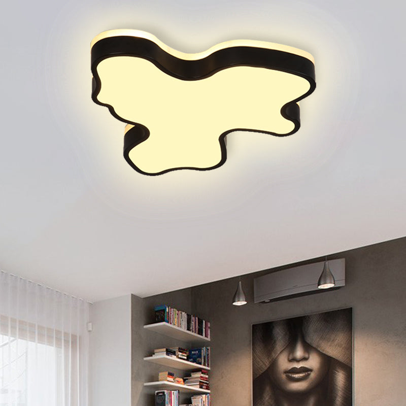 Abstract Flush Light - 16"/19.5"/23.5" Width - Black/White Shade - LED Contemporary Flush Mount in Warm/White
