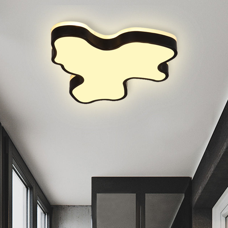 Abstract Flush Light - 16"/19.5"/23.5" Width - Black/White Shade - LED Contemporary Flush Mount in Warm/White