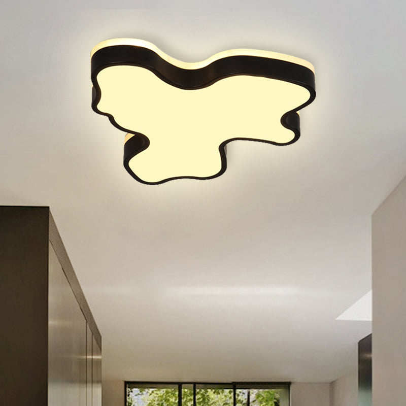 Abstract Flush Light - 16"/19.5"/23.5" Width - Black/White Shade - LED Contemporary Flush Mount in Warm/White