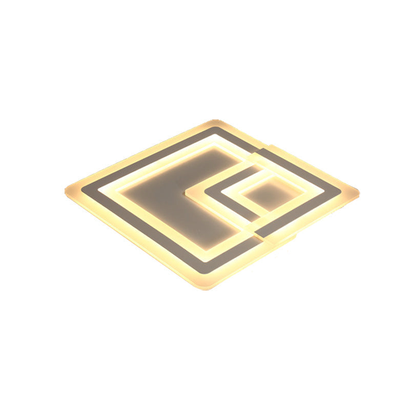 Nordic Square LED Flush Mount Lamp - Multiple Sizes - Metal & Acrylic - White Ceiling Light in Warm/White
