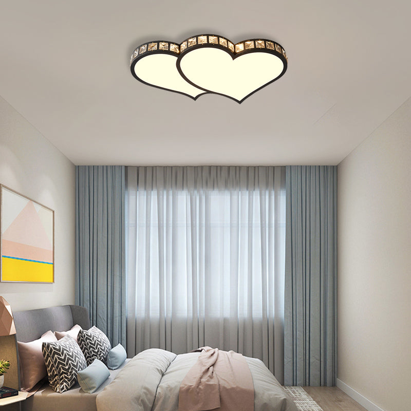 Plafonnier encastré moderne avec accents en cristal et diffuseur givré - LED noir/doré - 3 modes de couleur