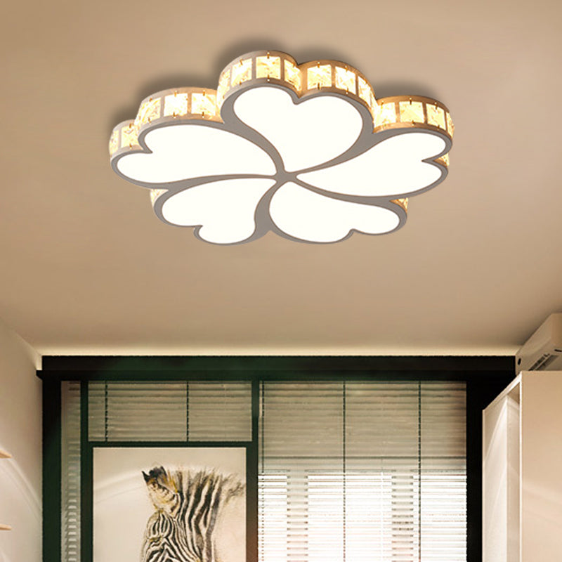 Modern Metal Clover Flush Mount Light with Clear K9 Crystal LED – Black/White
