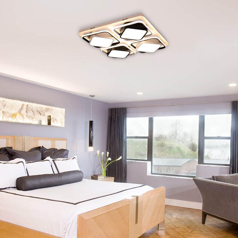 Modern Black & White Cube LED Flushmount Ceiling Light in 27.5"/41" Sizes