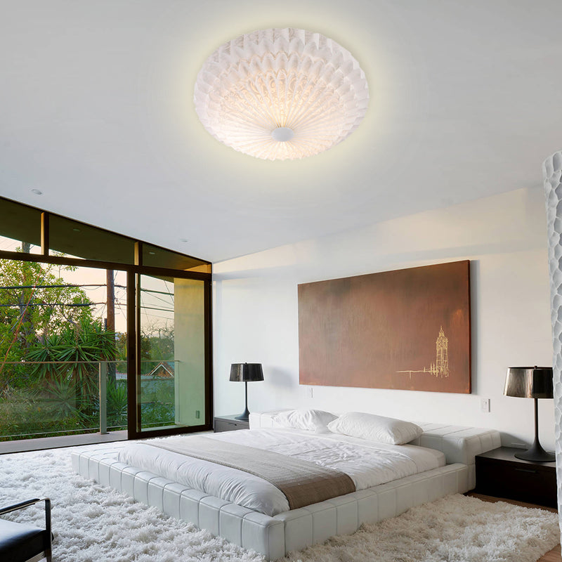 Modern White Acrylic Flush Mount LED Light with Dome Shade - 21"/26" Wide