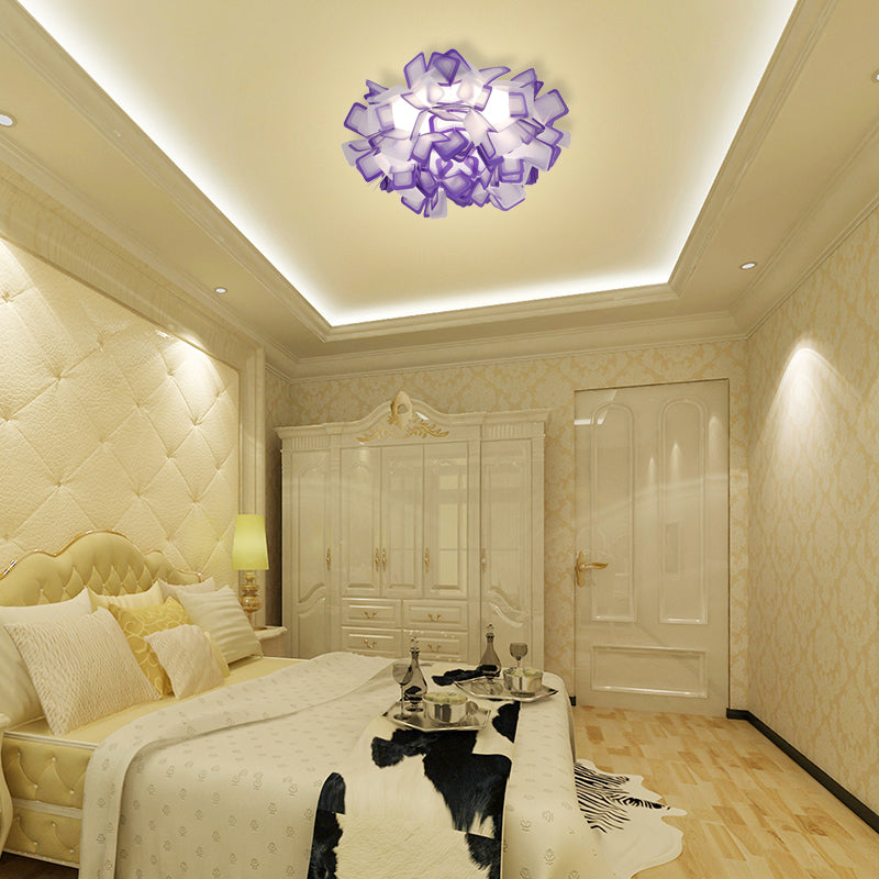 Art Deco Sinuous Flushmount LED Bedroom Light with Acrylic Shade