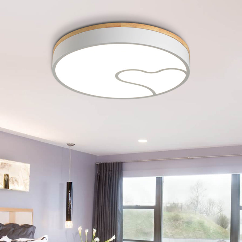 Nordic LED Flush Light with Metal Round Shade - Green/Grey/White Ceiling Lamp in Warm/White