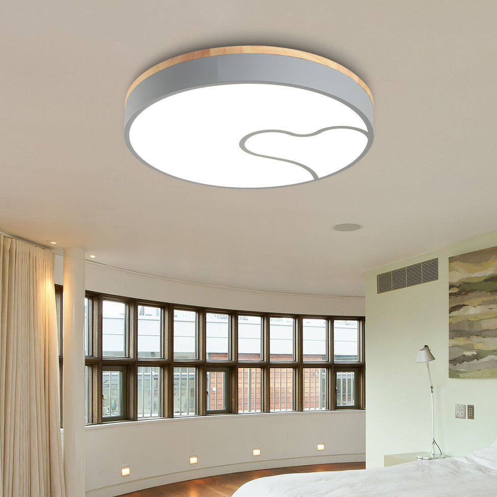 Nordic LED Flush Light with Metal Round Shade - Green/Grey/White Ceiling Lamp in Warm/White