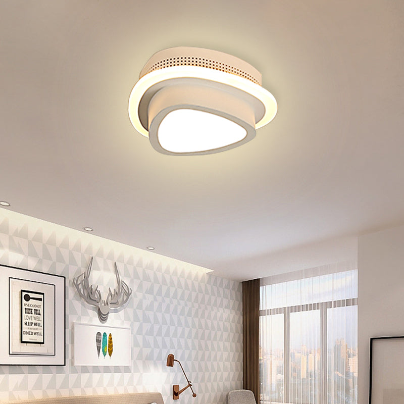 Modern LED Flush Ceiling Lamp in Black/White - Round, Square, or Triangle Acrylic Design for Corridor and Foyer