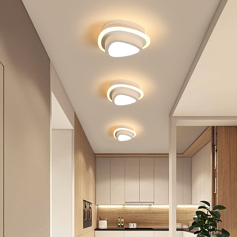 Modern LED Flush Ceiling Lamp in Black/White - Round, Square, or Triangle Acrylic Design for Corridor and Foyer