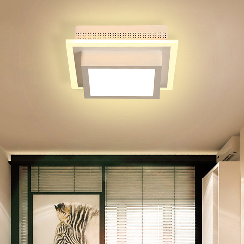 Modern LED Flush Ceiling Lamp in Black/White - Round, Square, or Triangle Acrylic Design for Corridor and Foyer