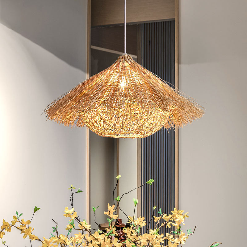 Handcrafted Japanese 1-Head Rattan Ceiling Pendant Light