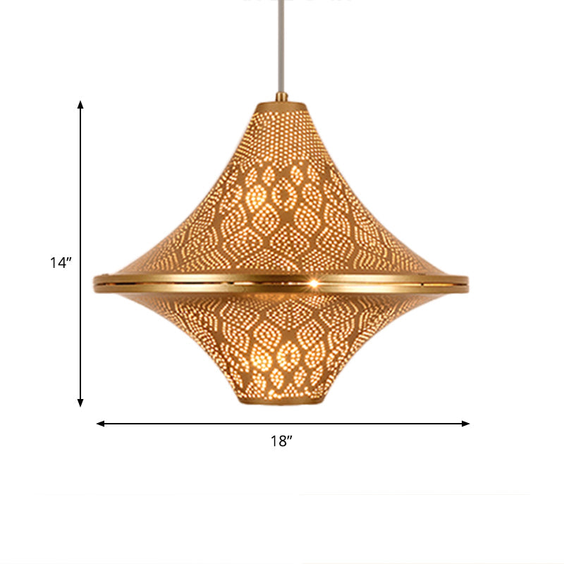 Flying Saucer Ceiling Light - Arab 14/21.5 H Metal Pendant Lighting Fixture In Brass