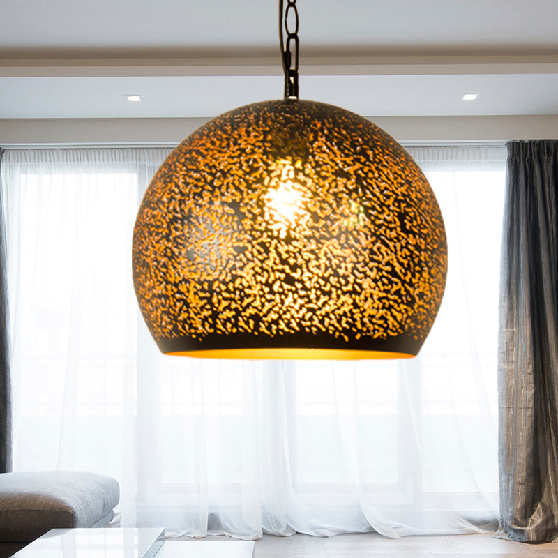 Brass Laser Cut Art Deco Hanging Lamp With 1 Bulb