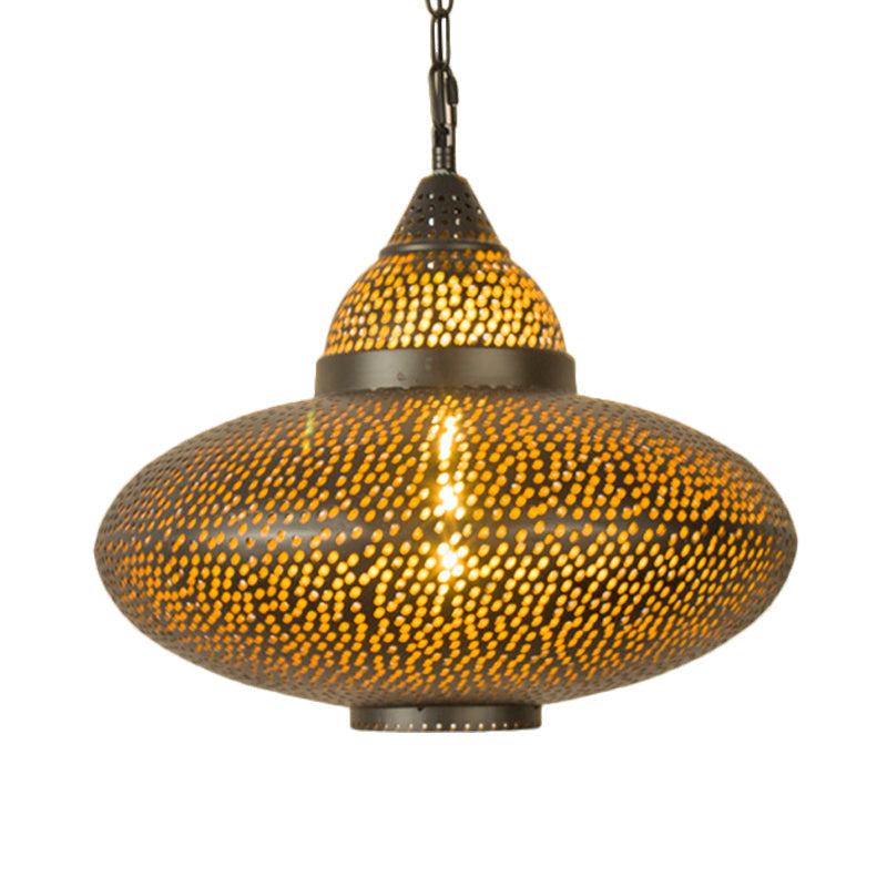Brass Laser Cut Art Deco Hanging Lamp With 1 Bulb