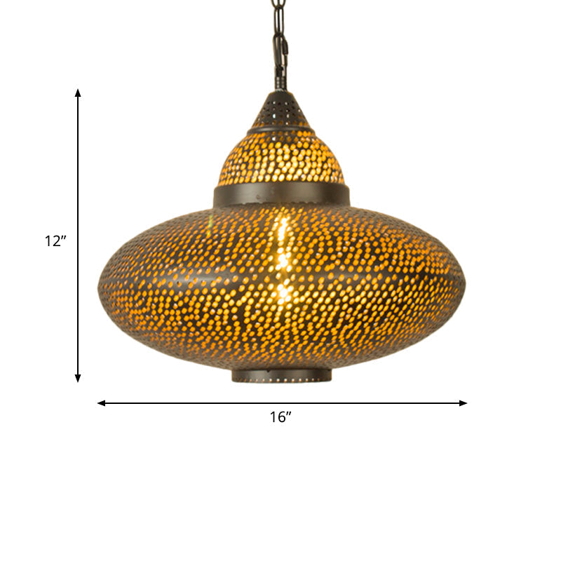 Brass Laser Cut Art Deco Hanging Lamp With 1 Bulb