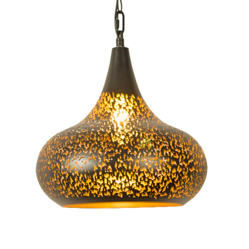 Brass Laser Cut Art Deco Hanging Lamp With 1 Bulb