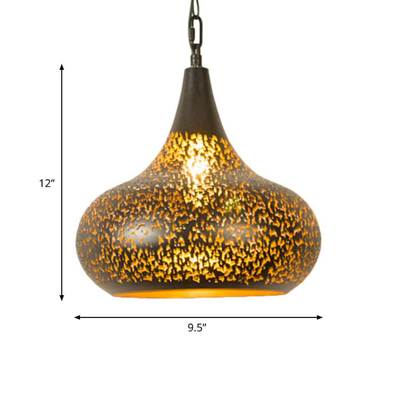 Brass Laser Cut Art Deco Hanging Lamp With 1 Bulb