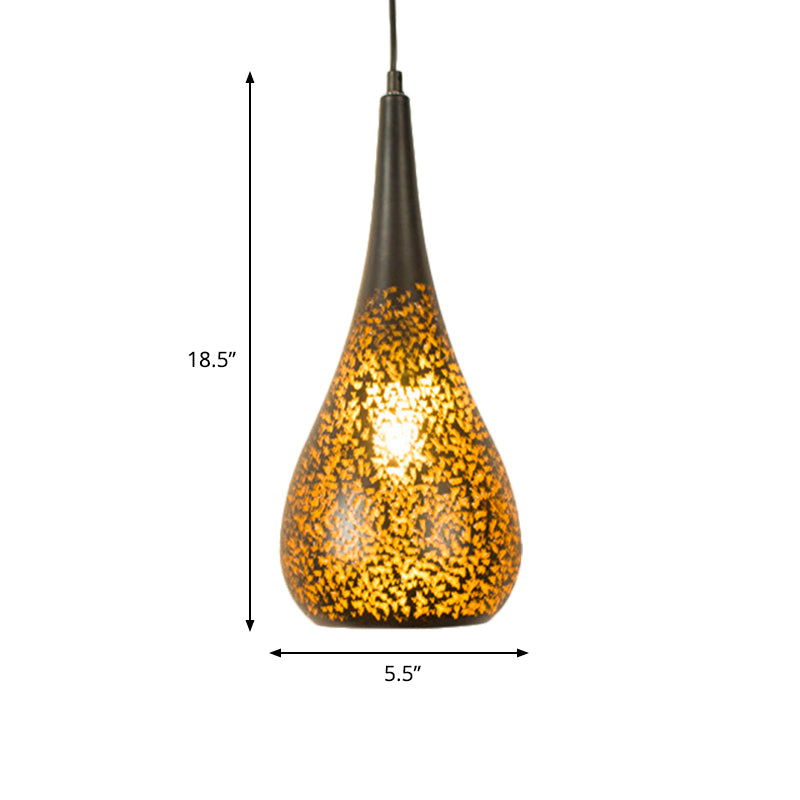 Brass Laser Cut Art Deco Hanging Lamp With 1 Bulb