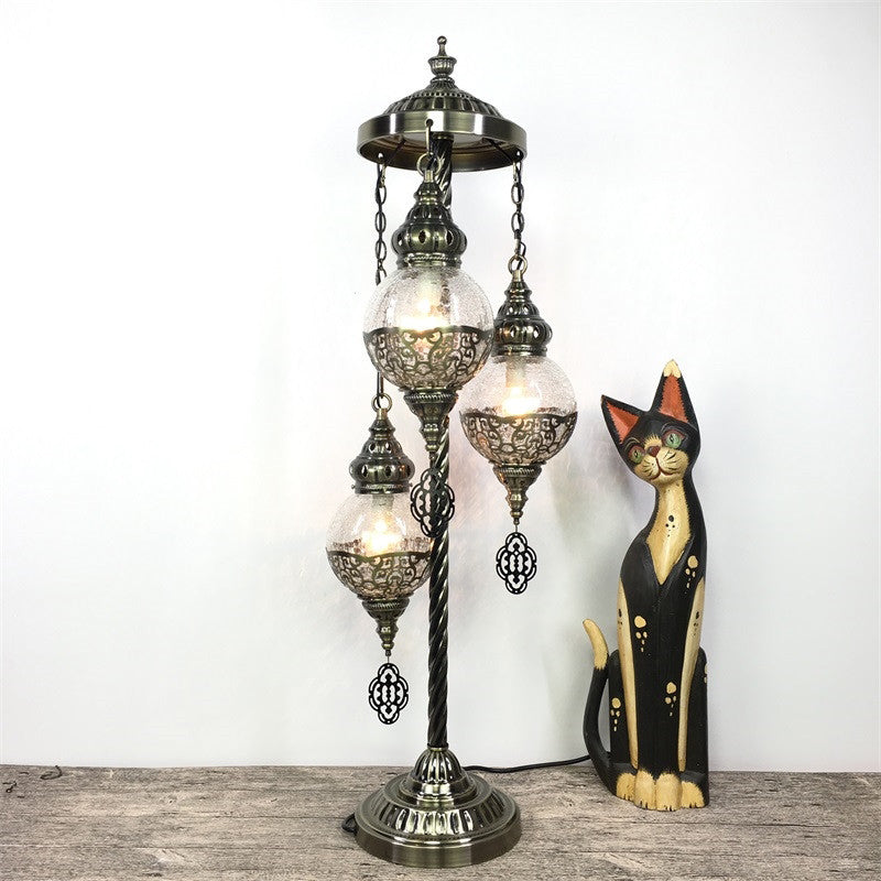 Vintage Glass Globe Standing Floor Lamp With Bronze Finish - Ideal For Bedroom Reading (3/5/7 Heads)