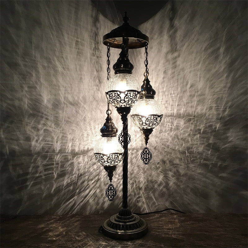 Vintage Glass Globe Standing Floor Lamp With Bronze Finish - Ideal For Bedroom Reading (3/5/7 Heads)