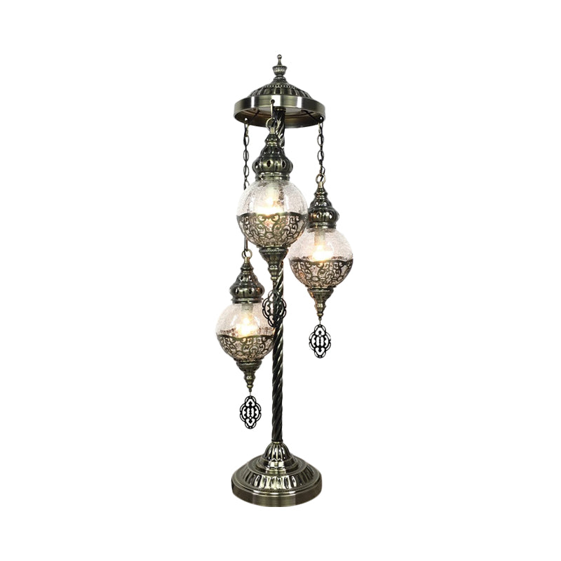 Vintage Glass Globe Standing Floor Lamp With Bronze Finish - Ideal For Bedroom Reading (3/5/7 Heads)