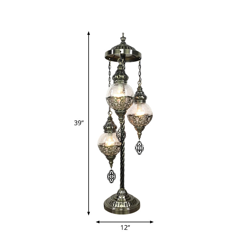 Vintage Glass Globe Standing Floor Lamp With Bronze Finish - Ideal For Bedroom Reading (3/5/7 Heads)