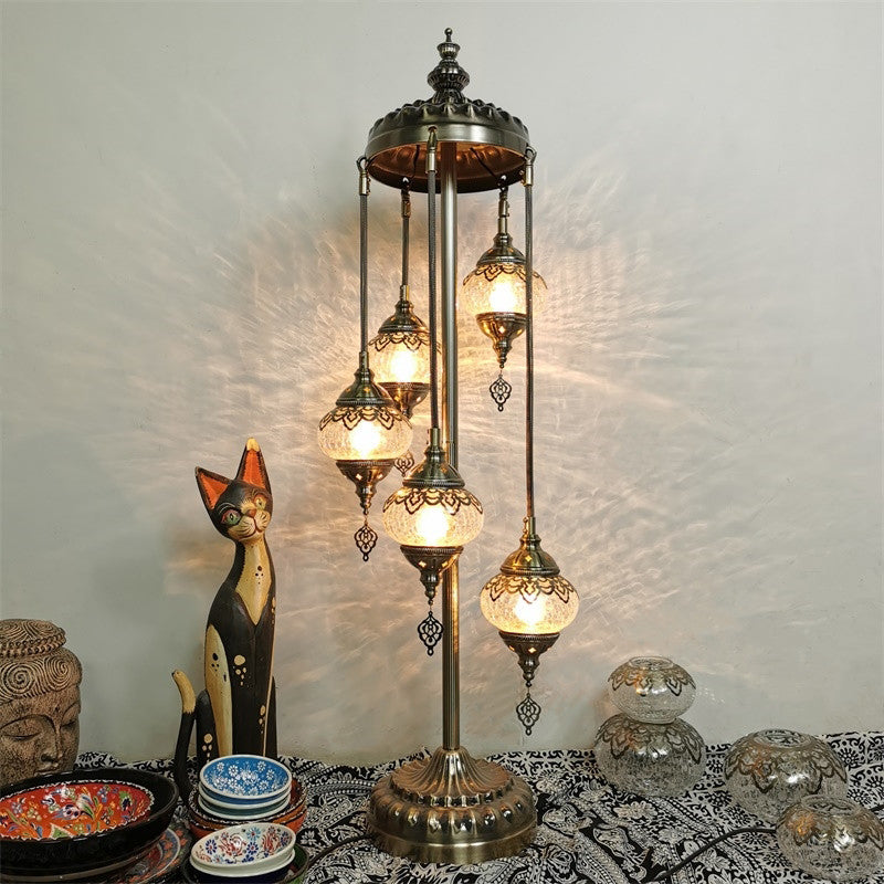Vintage Glass Globe Standing Floor Lamp With Bronze Finish - Ideal For Bedroom Reading (3/5/7 Heads)