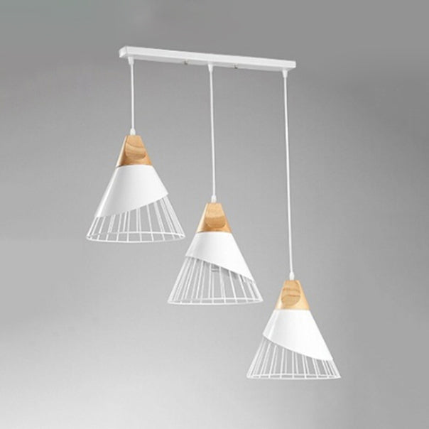 Conical Metal Pendant Light - Modern Indoor Ceiling Hanging Light with 3 Lights, Black/White