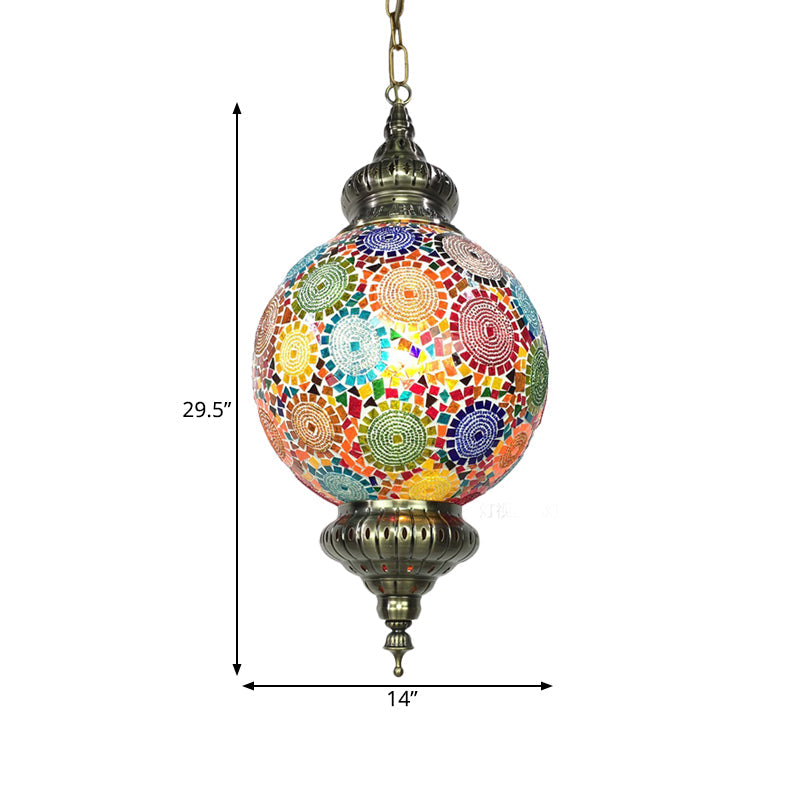 Vintage Stained Glass Ceiling Pendant Lamp - Red/Yellow/Blue