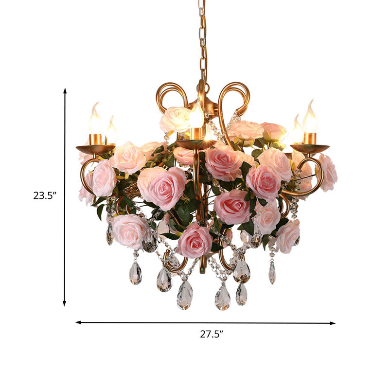 Sheratan - 6 Bulbs Industrial Metal LED Chandelier with Crystal Accent