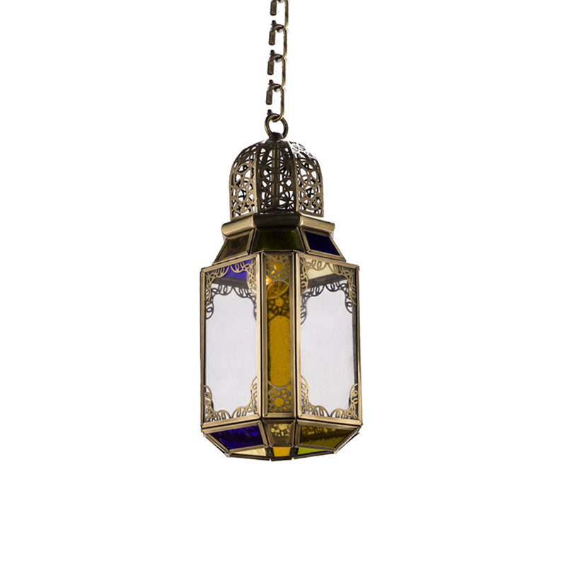 Vintage Lantern Brass Ceiling Lamp With Hanging Pendant For Bedroom