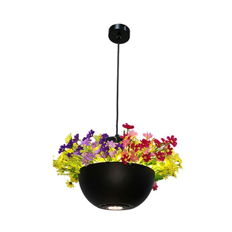 Black Metal Industrial Hanging Light with LED Bulb for Restaurant Ceiling