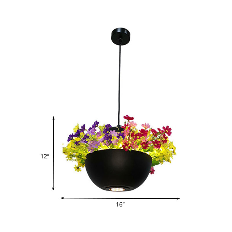Black Metal Industrial Hanging Light with LED Bulb for Restaurant Ceiling