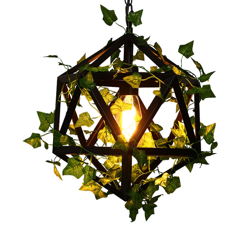 10.5/15 Metal Ceiling Light With 1 Head In Antique Pink/Green Finish - Geometric Design Led Down
